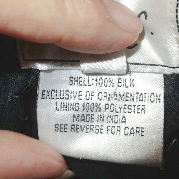 NOS Silk BEADED Sequins Size L DRESS Shimmer V-NECK Black Gold JMC Lined FORMAL - Picture 11 of 12